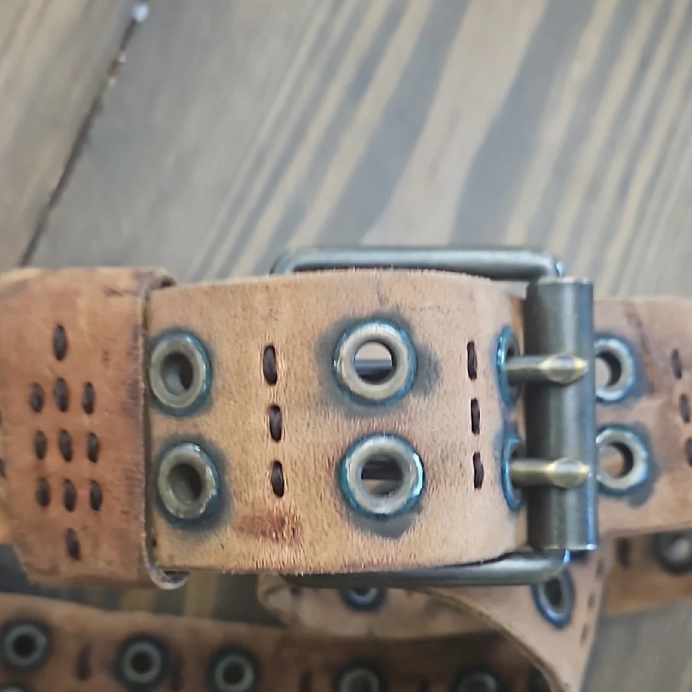 Brown Leather Belt with Metal Eyelets